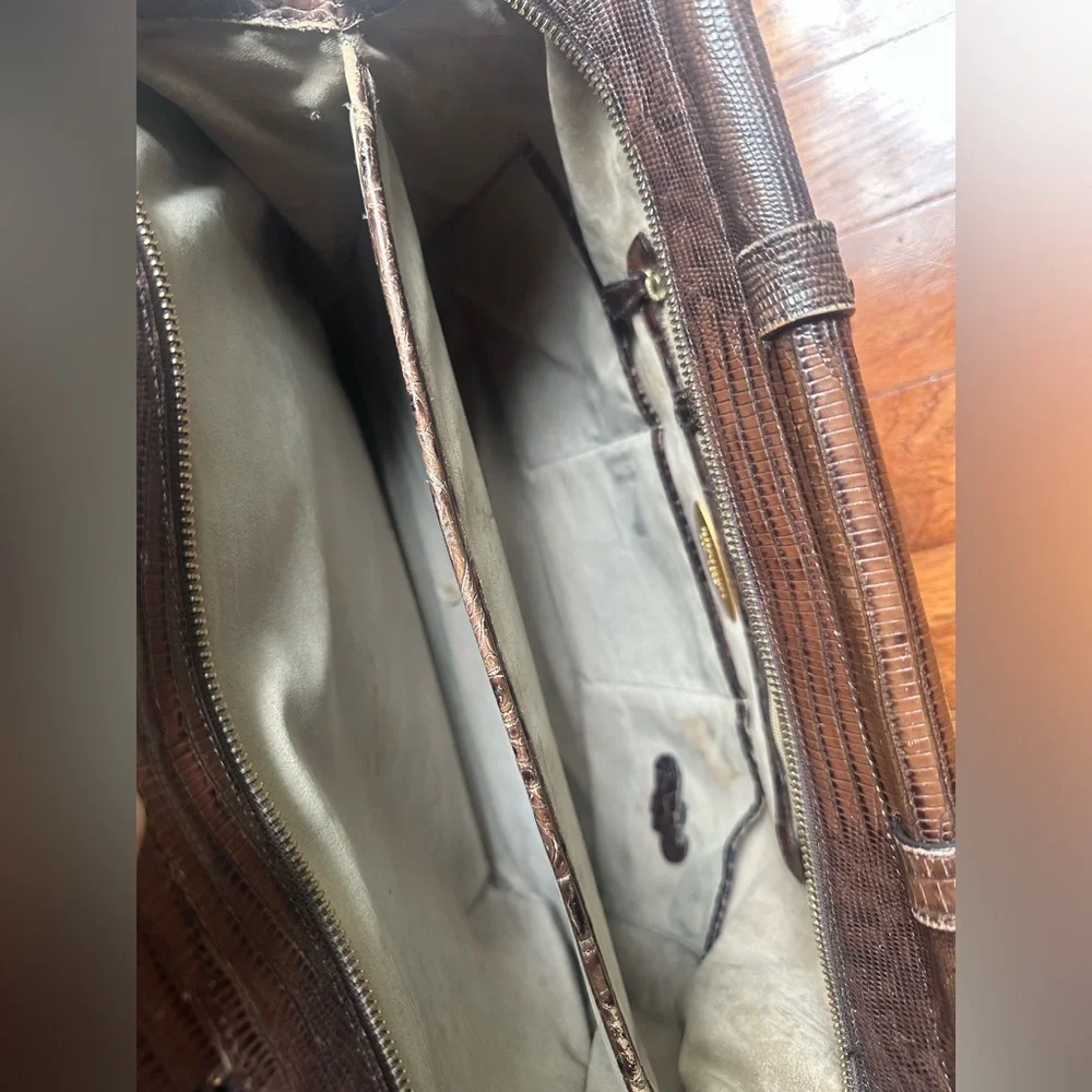 Brahmin Dark Brown Croc-Embossed Leather Briefcase